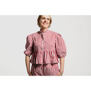 Peplum Blouse - Red and White Stripe