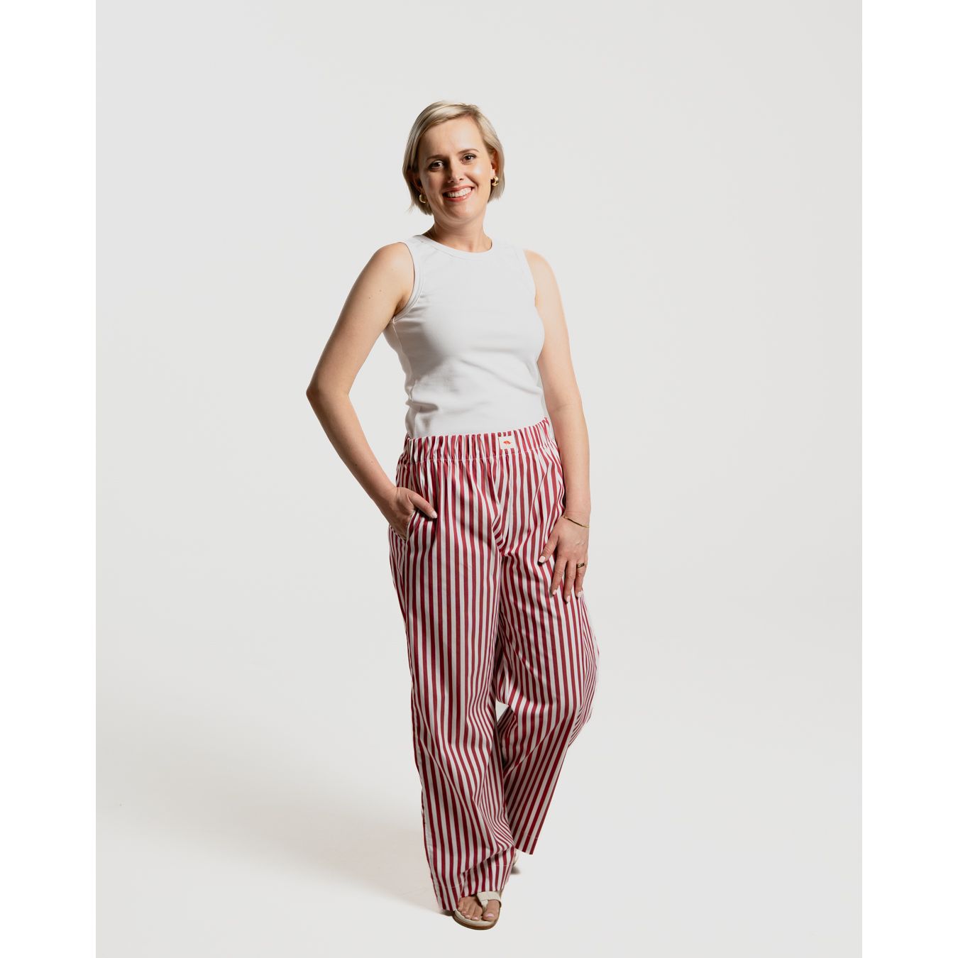 Striped Summer Pants - Red and White