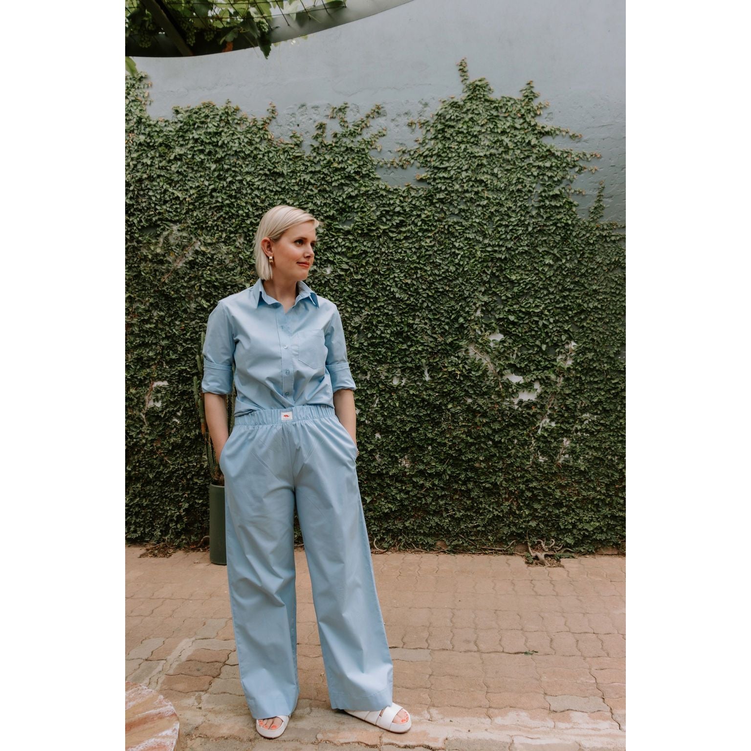 Summer Poplin Pants - Light Blue