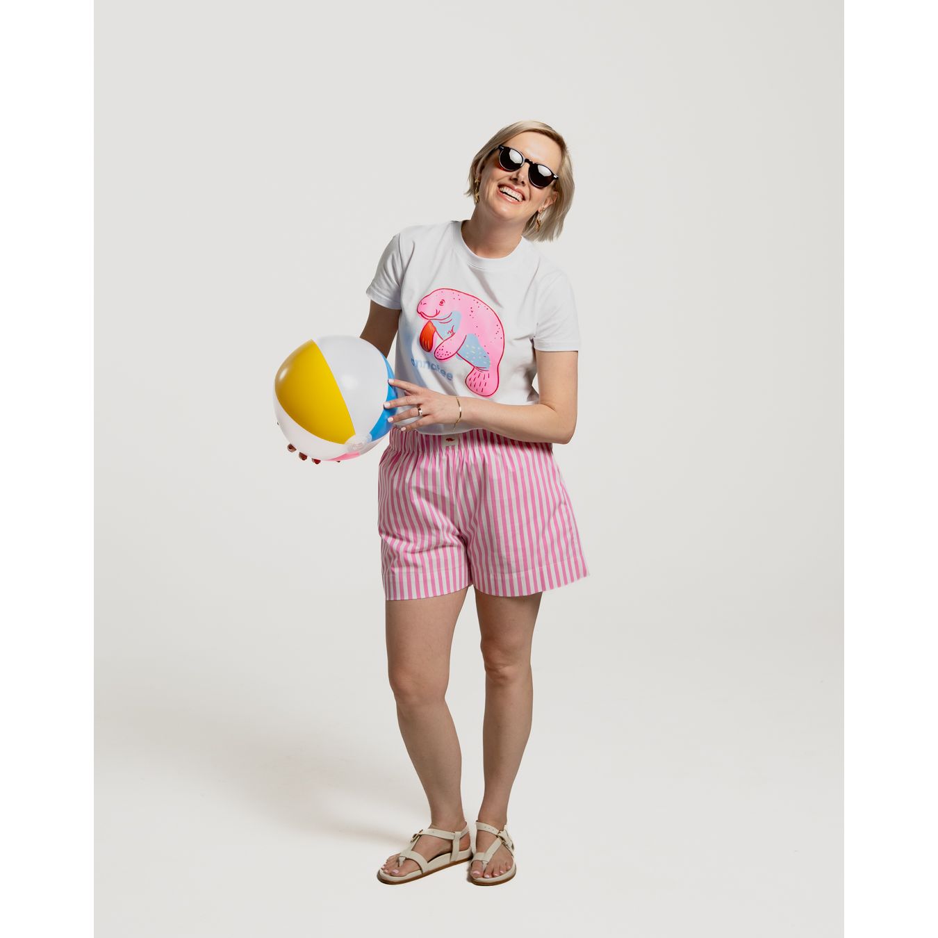 Striped Summer Shorts - Pink and White