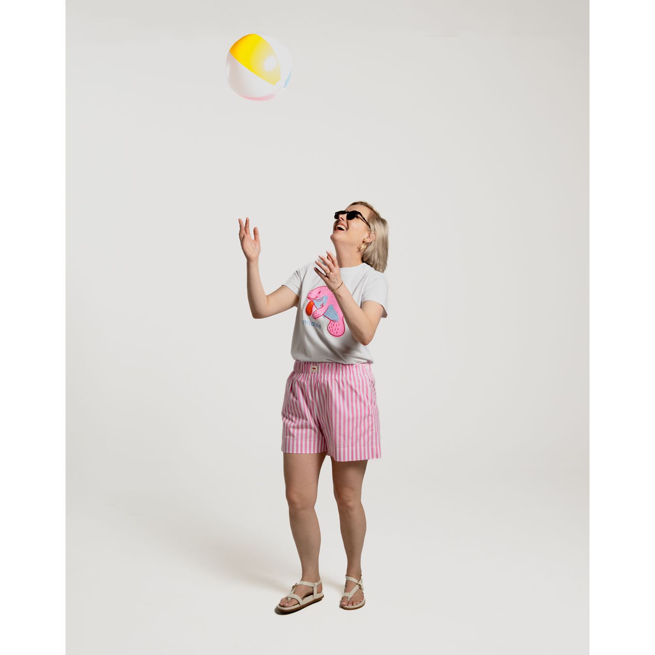 Striped Summer Shorts - Pink and White