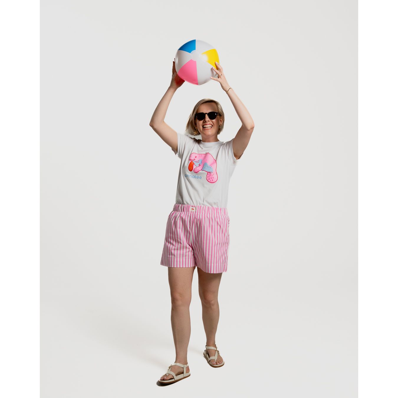 Striped Summer Shorts - Pink and White