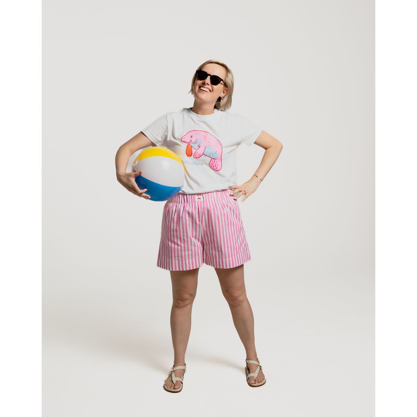 Striped Summer Shorts - Pink and White