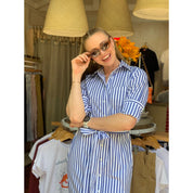 Shirt Dress - Blue and White Stripe