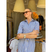 Shirt Dress - Blue and White Stripe
