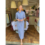 Shirt Dress - Blue and White Stripe