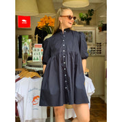 Cotton Poplin Dress - Navy