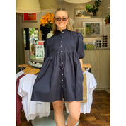 Cotton Poplin Dress - Navy