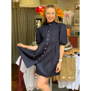 Cotton Poplin Dress - Navy