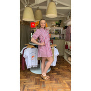 Cotton Poplin Dress - Red and White Stripe