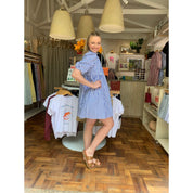 Cotton Poplin Dress - Blue and White Stripe