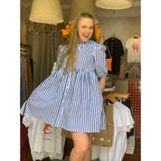 Cotton Poplin Dress - Blue and White Stripe
