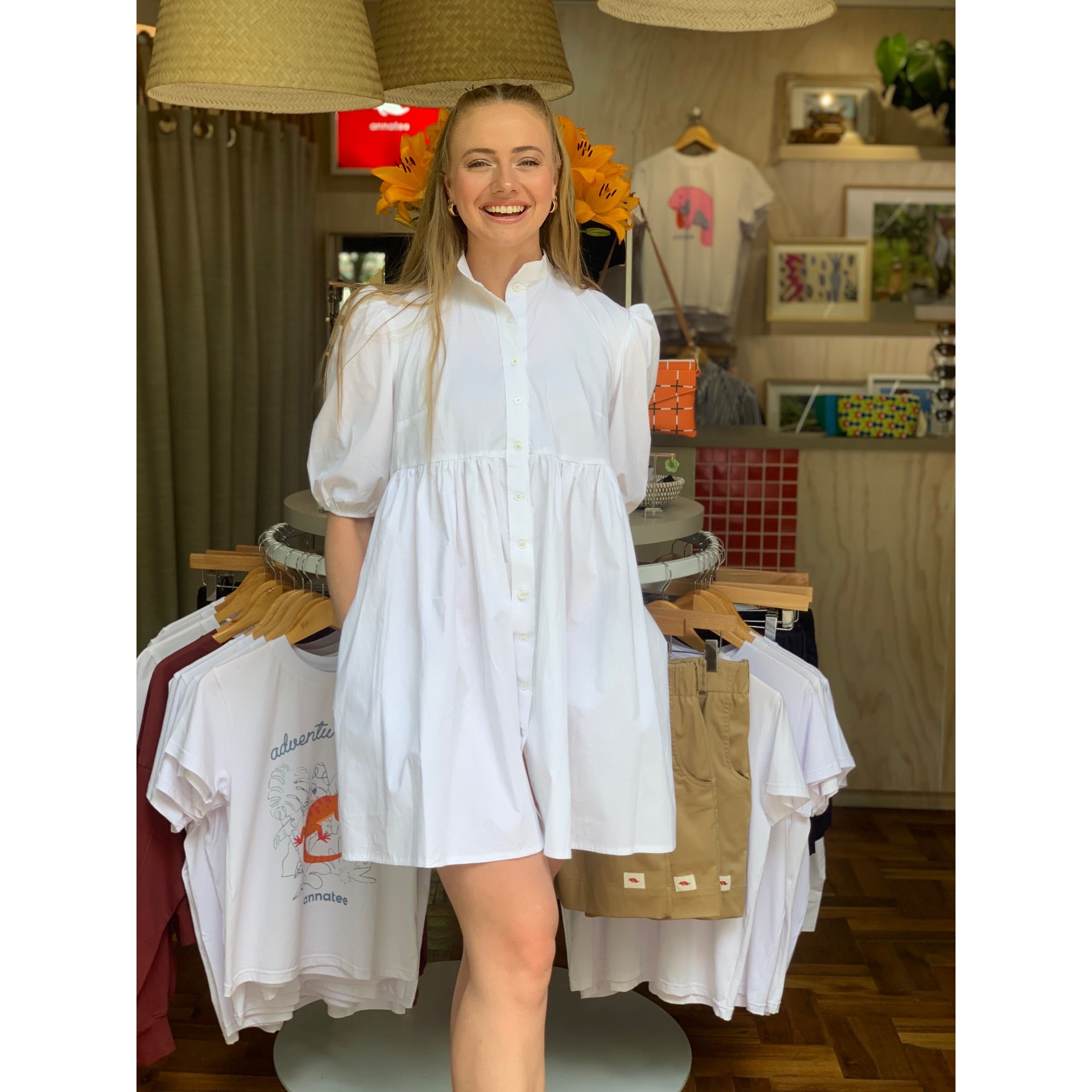 Cotton Poplin Dress - White