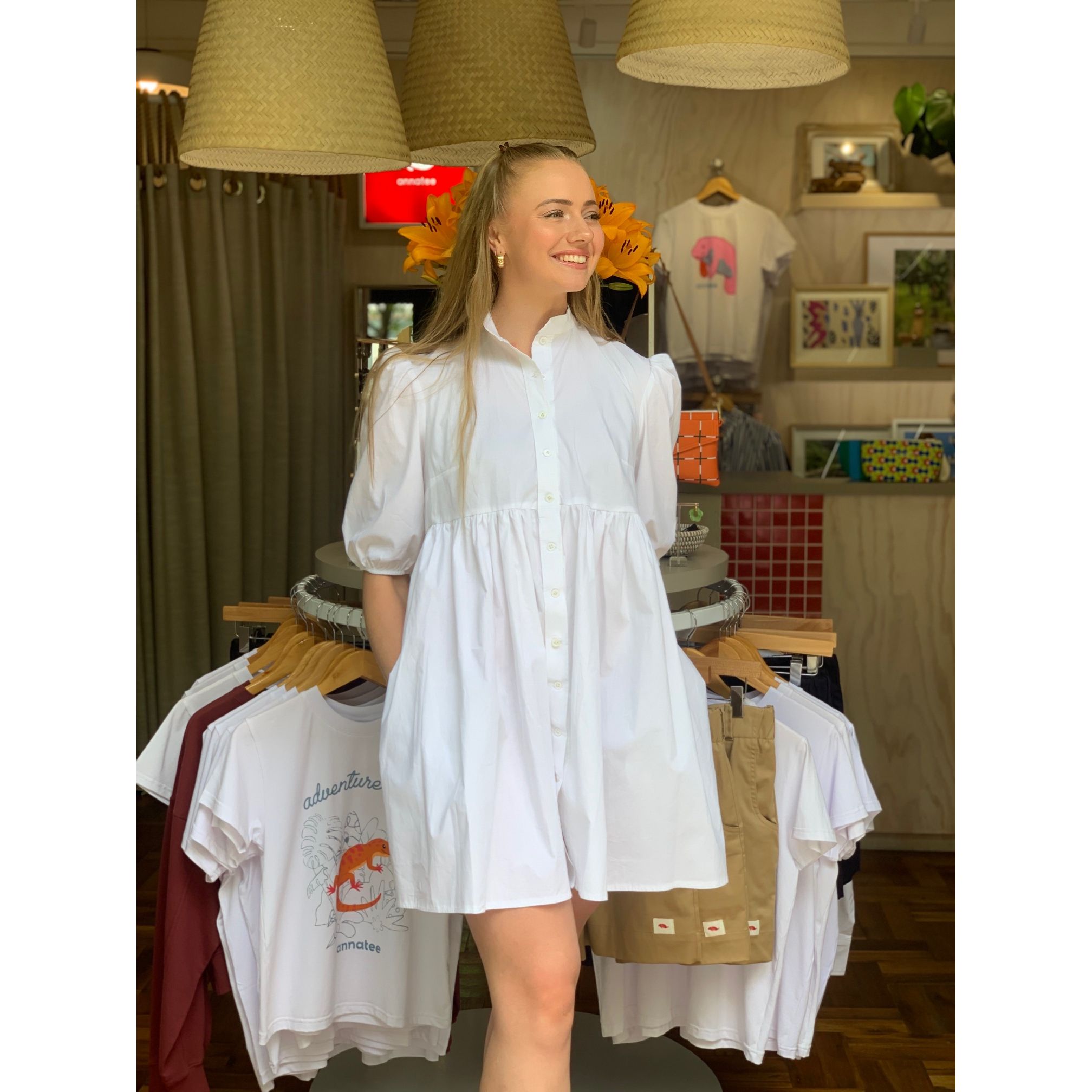 Cotton Poplin Dress - White