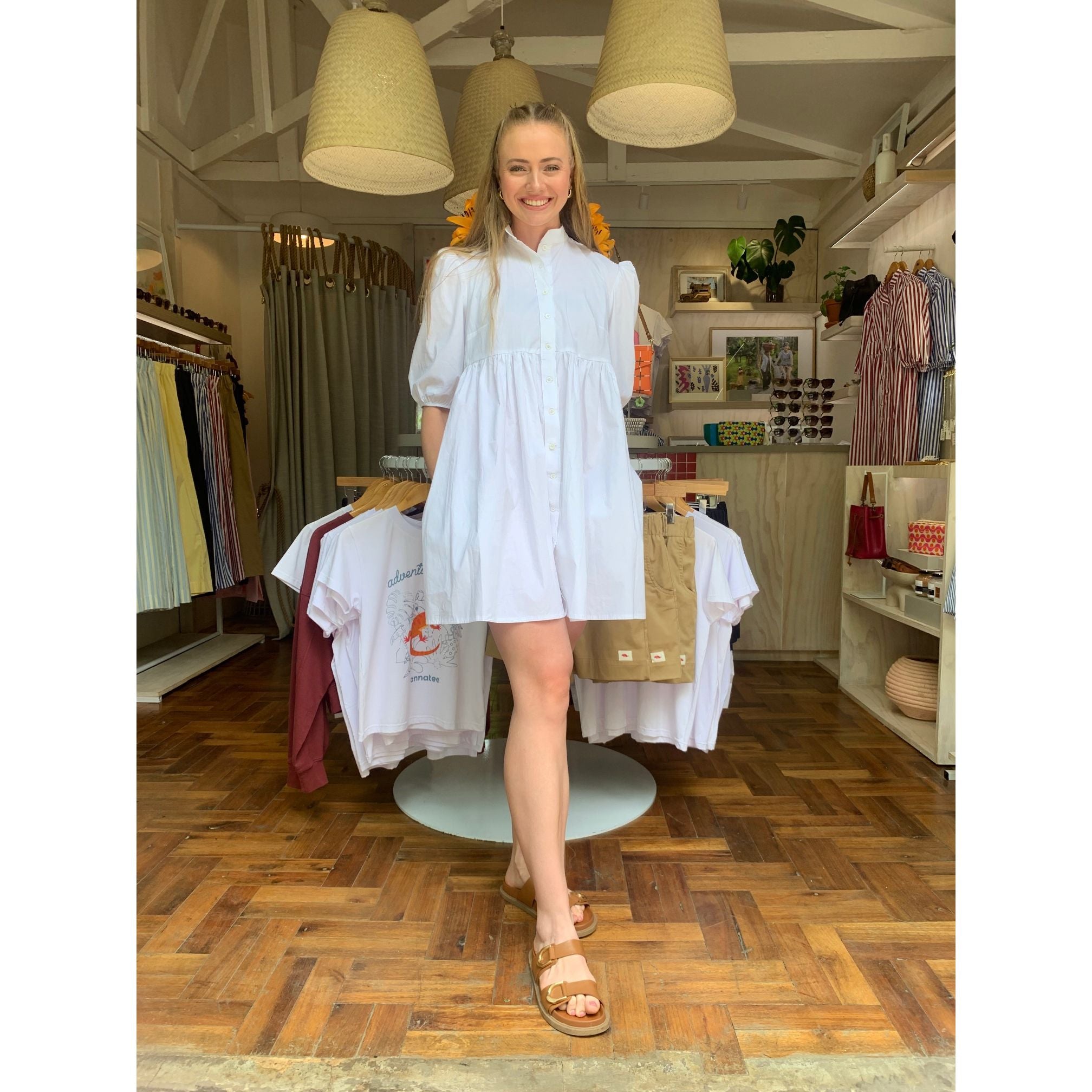 Cotton Poplin Dress - White