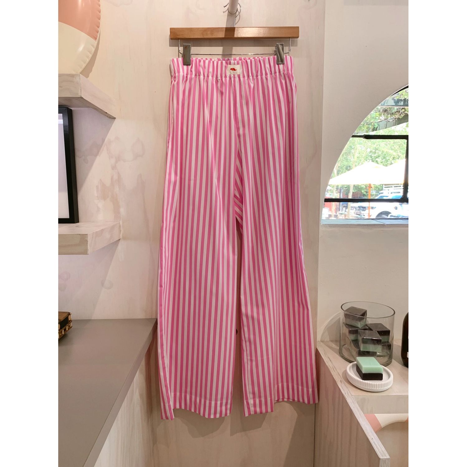 Striped Summer Pants - Pink and White