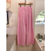 Striped Summer Pants - Pink and White